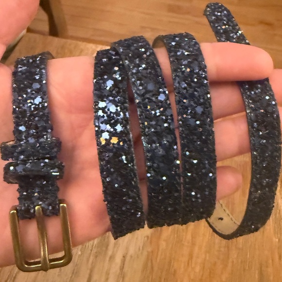 J. Crew Accessories - Sparkling Navy Blue Glitter Leather Belt
Full length 38
w 1/2 inch